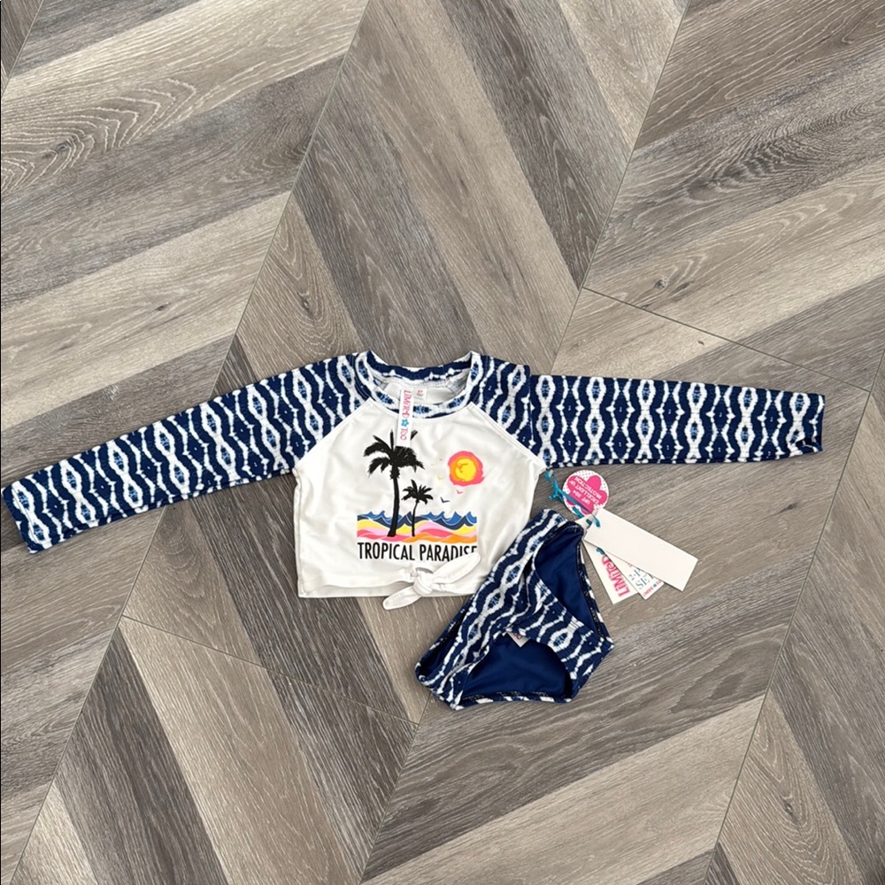 Tropical Paradise Kids Swim Set - Blue and White